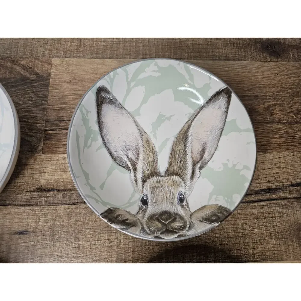 Williams Sonoma Damask Bunny Plates & Bowls | 5.5
